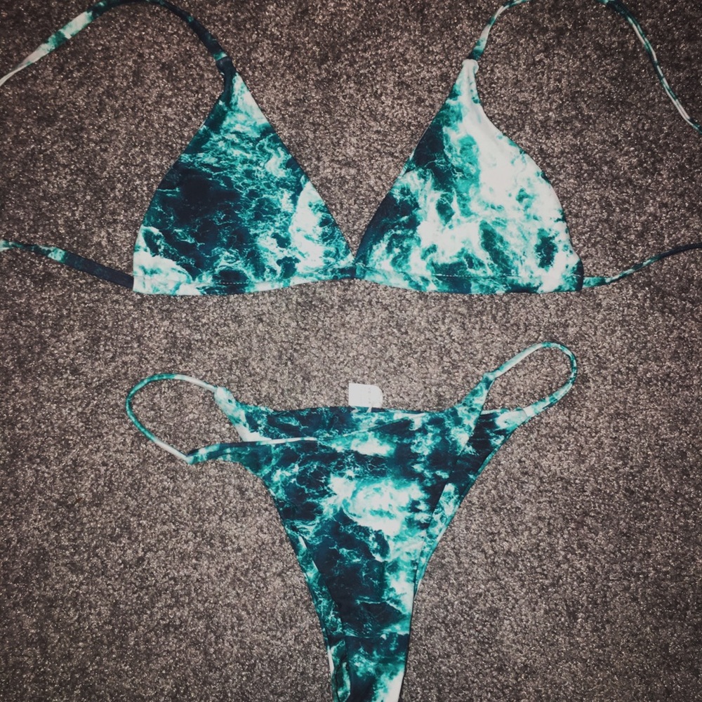 Ocean print swim suit bathing suit bikini new
